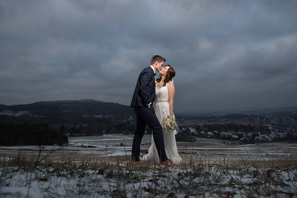 Hochzeitsfoto im Winter, Goslar